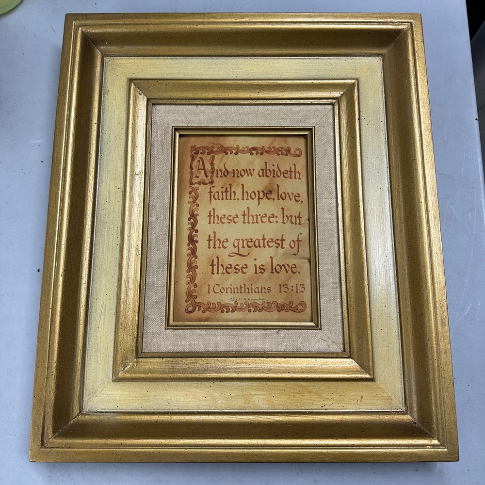 Charles F Humphrey Scripture Art 1 Corinthians 13:13 - Has Damage 12x14”